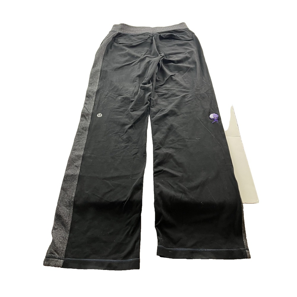 Lululemon Mens Black Pants 32x35 Gray Stripe Drawstring Side & Back Pockets